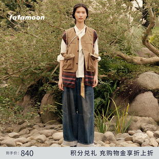 直筒松垮牛仔裤 fafamoon夏季 女休闲牛仔长裤 明星同款