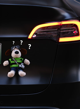 特斯拉modelyY车尾装饰用品挂件掌门狗model3汽车尾部公仔玩偶