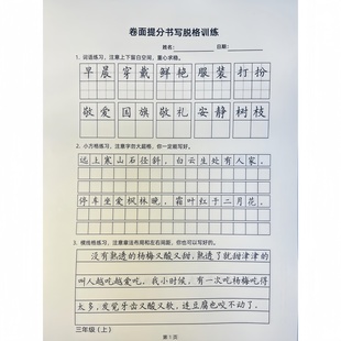 小学一二三四五六年级同步人教版硬笔卷面提分田字格横线格作文格