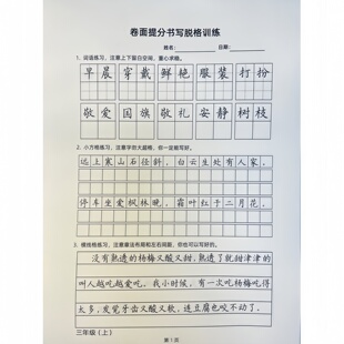 新款小学生123456年级上下册卷面提分书写脱格训练练字帖章法训练