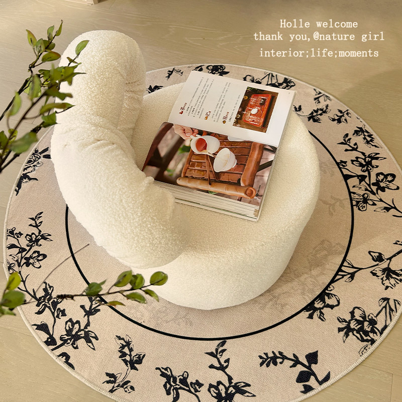 化妆间地毯梳妆台凳子地垫法式圆形椅子垫衣帽间服装店样板间吊椅