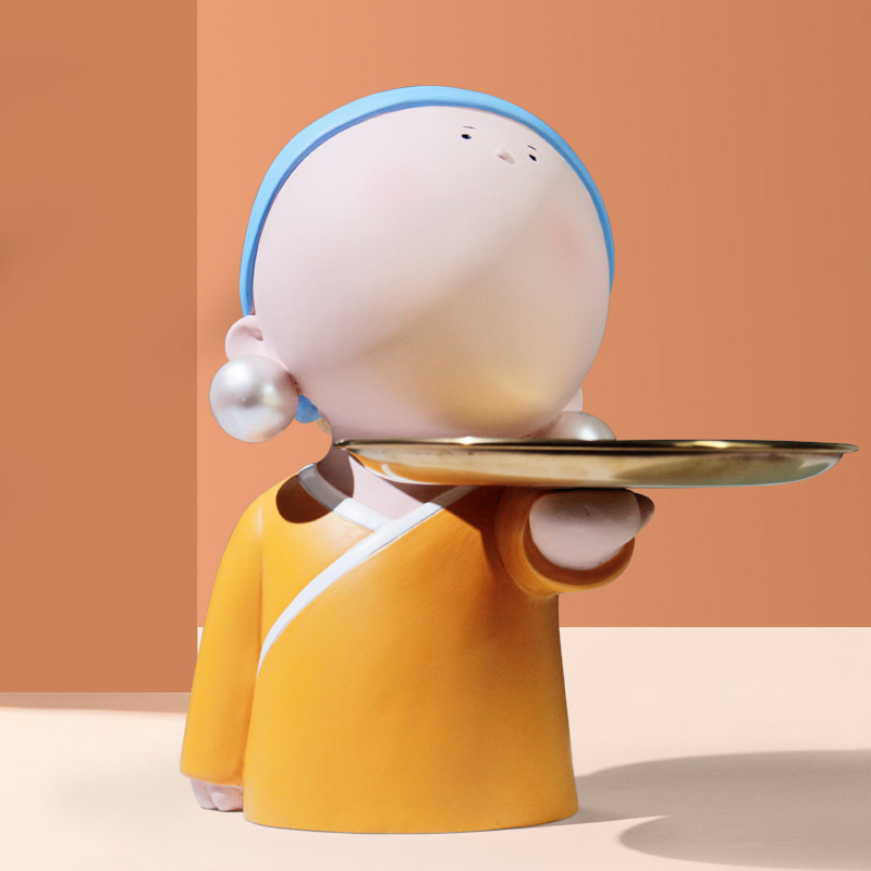 带戴珍珠耳环的少女乔迁新居礼品新房客厅玄关钥匙收纳装饰品摆件