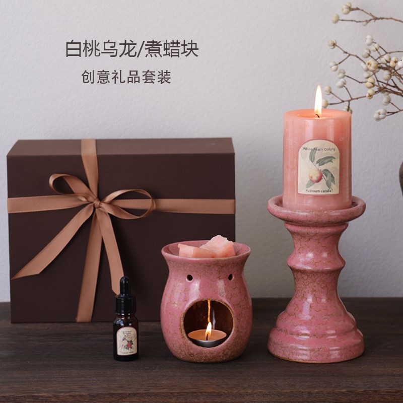 香薰蜡烛礼盒红色玫瑰套餐礼品烛台高级摆件生日礼物伴手礼结婚庆