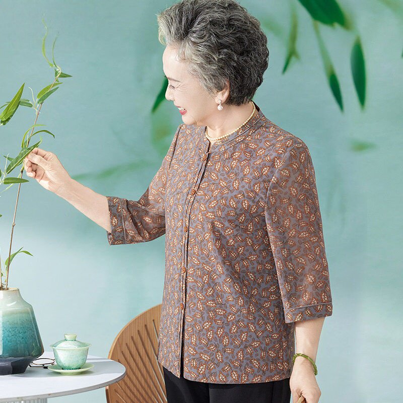 2026新款中老年妈妈七分袖衬衫