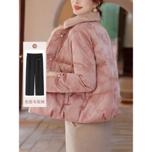 妈妈冬装国风中式棉服大气端庄洋气衣服中老年女新款羽绒棉袄外套