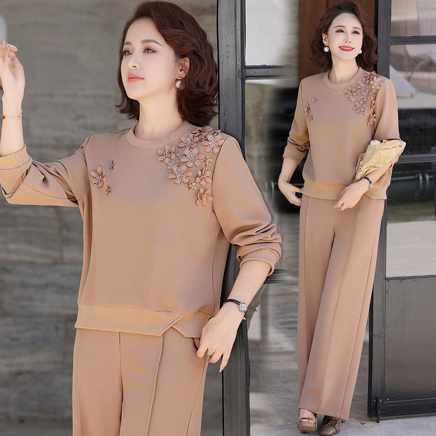 妈妈秋装运动服套装2025新款端庄大气50岁中老年女春秋卫衣两件套,女装/女士精品,时尚套装,淘宝优惠券,粉丝福利购,淘宝优惠卷