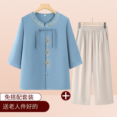 夏季雪纺宽松透气妈妈装衬衫