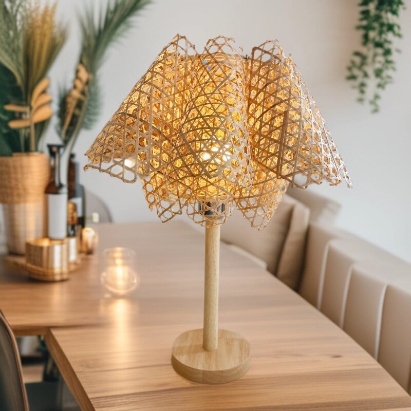 竹编造型台灯led小夜灯编织?