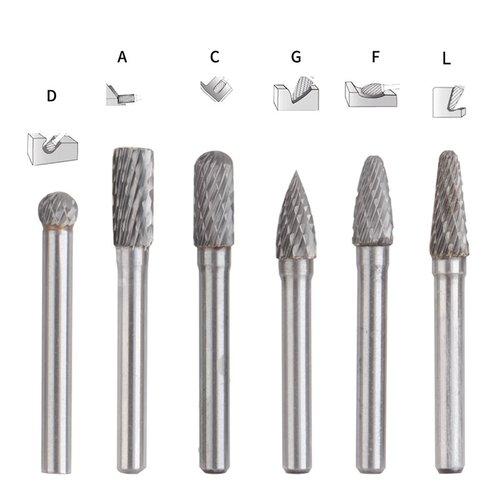 钨钢磨头硬质合金旋转锉刀钨钢滚磨刀ACDFG6*8 5件套套装打磨抛光