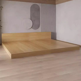 歌雷日式榻榻米地台床简约现代1米8双人床无床头矮床地踏床板式床