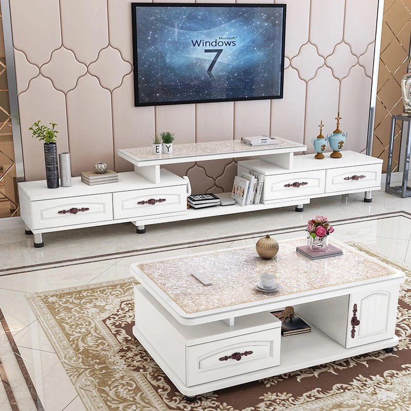 2026茶几电视柜组合套装现代简约欧式茶几客厅大小户型冰花钢化玻