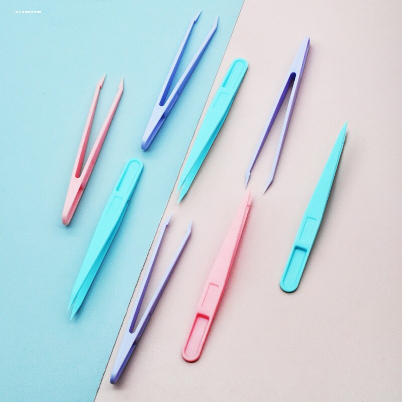 儿童马卡龙专用手工镊子彩色直头夹子帐本睫毛塑料夹学生尖头美甲