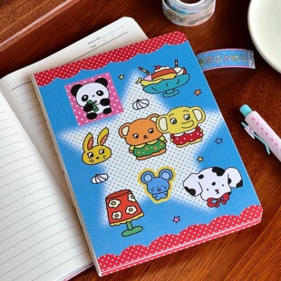 创意麻薯飞行日记卡通小动物图案A5横线本学生复古加厚硬壳日记本