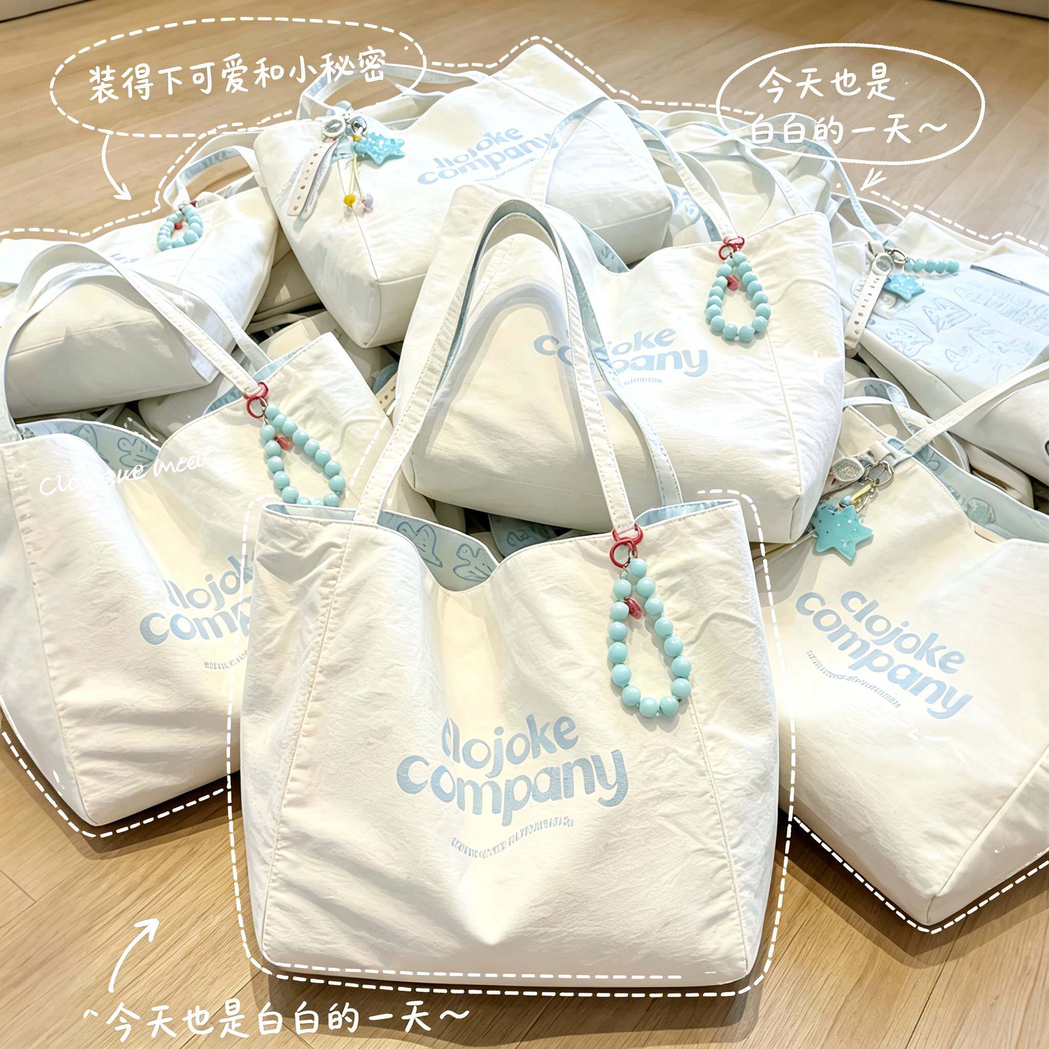 新款托特包双面小鸟韩系帆布包大容量上班拎包通勤单肩松弛感百搭