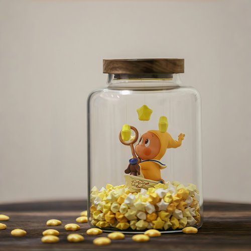 星星人盲盒收纳展示架收纳盒大容量手办摆件防尘手办展示柜收纳罐