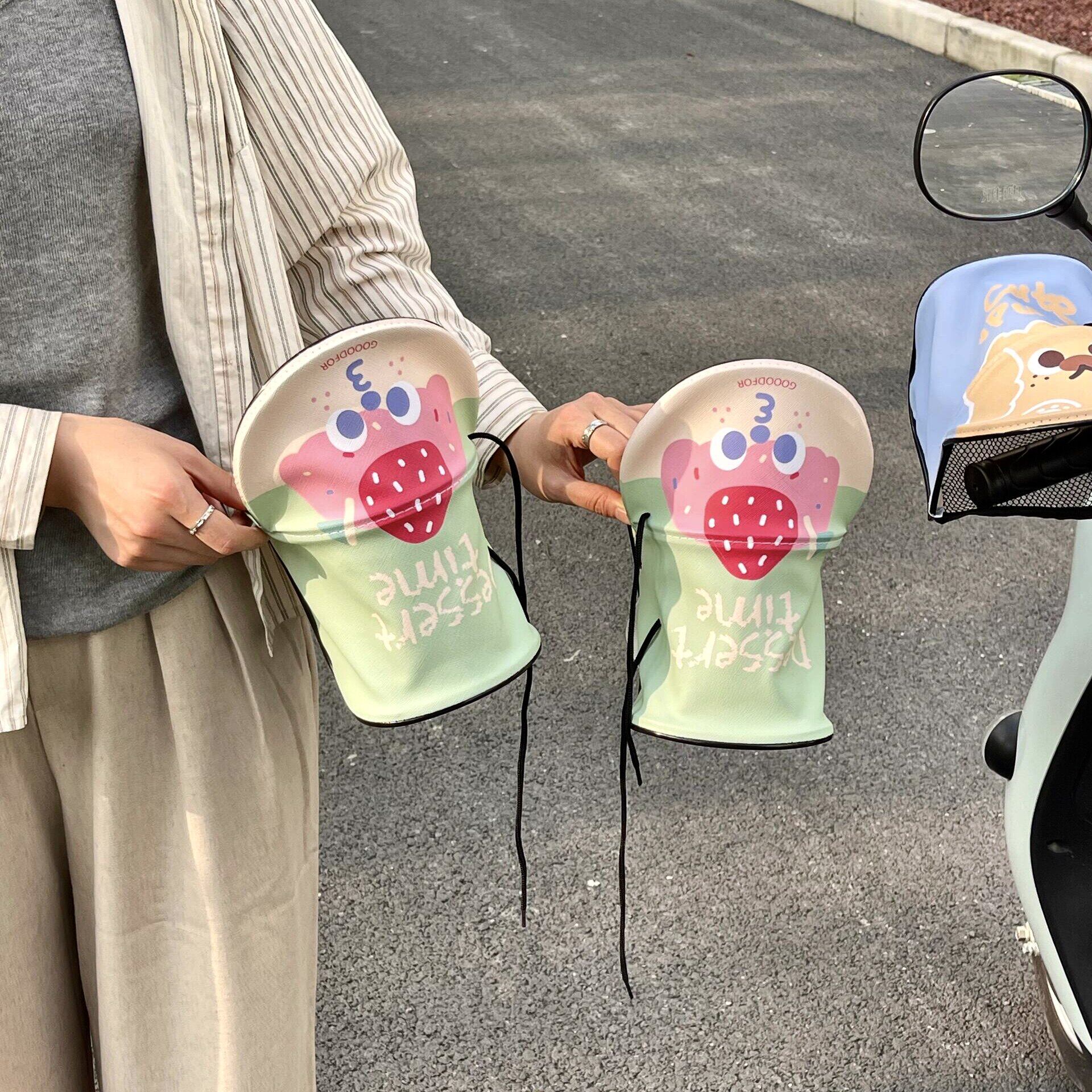 卡通电动车防晒手套夏季电瓶摩托车手罩加长透气隔热遮阳防紫外线