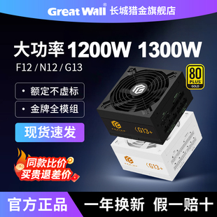 机ATX3.1电脑电源 G13台式 长城1200W金牌全模组1300W白色F12 N12