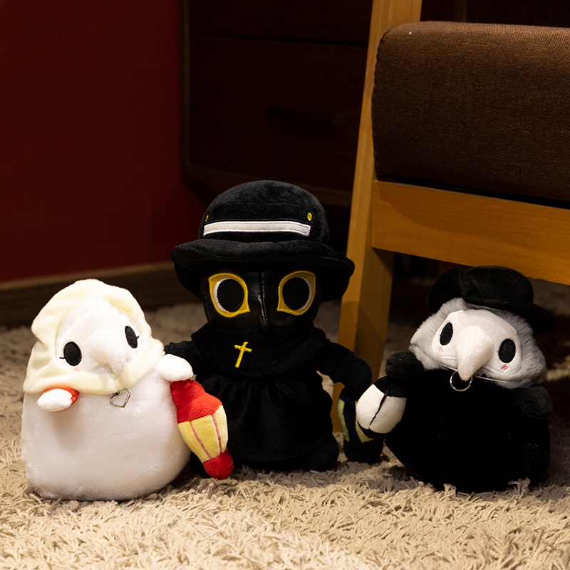 万圣节乌鸦医生护士毛绒玩具公仔夜光灯笼乌鸦玩偶万圣节装饰礼物