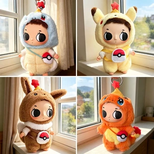 POP玛特Nyota小小瞬间系列毛绒公仔衣服小火龙杰尼尼龟皮卡丘着替