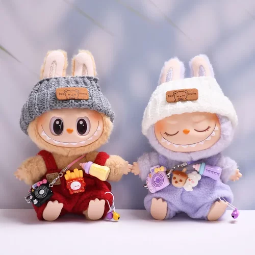 仅衣服】一二代盲盒Labubu挂件衣服奶瓶背带裤套装拉布布娃衣着替
