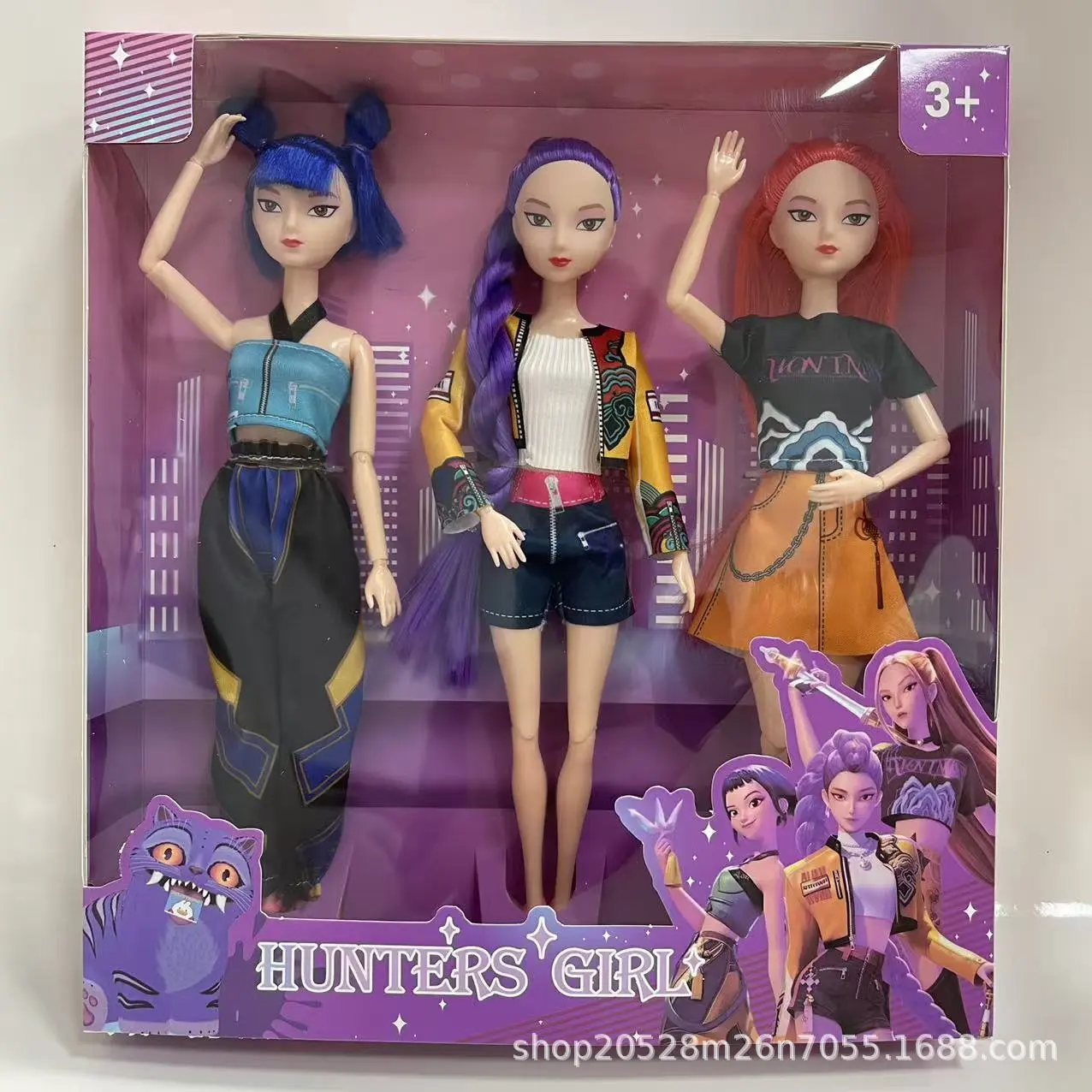 搪胶公仔玩偶11.5关节实身KPOP猎魔女团带七彩灯光主题曲