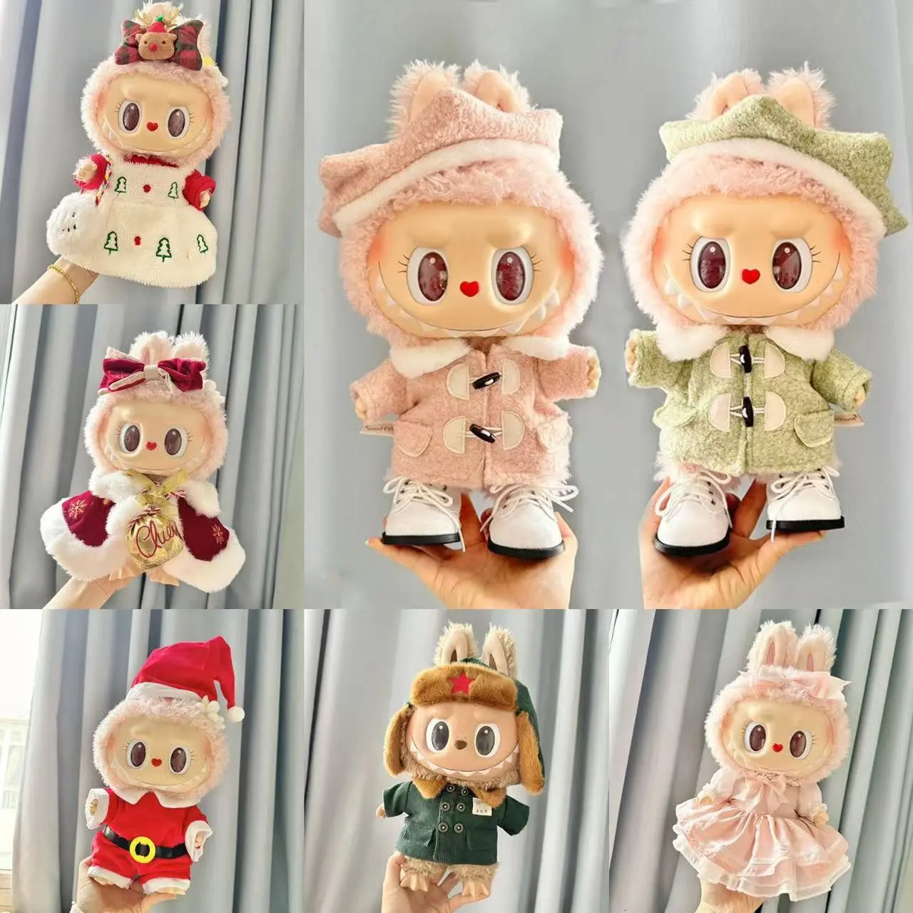 38cm拉布布搪胶毛绒娃娃衣服着替Labubu Time to Chill公仔衣服