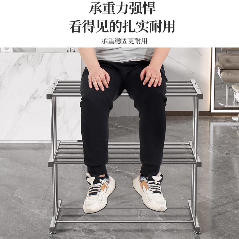 毛巾晾晒架落地置物架子不锈钢免打D孔挂杆洗车美发店专用收纳神