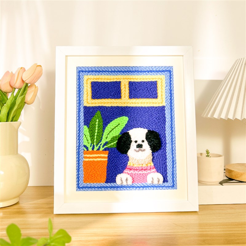 戳戳绣手工绣diy毛线画ins可爱E猫狗立体刺绣礼物家居装饰画新手图片