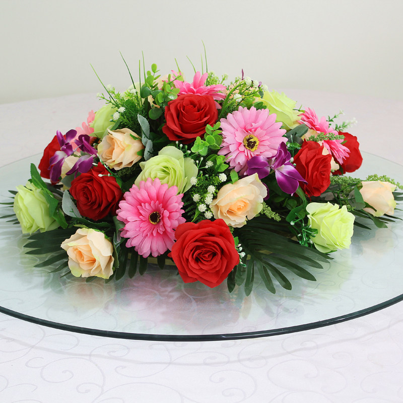 圆形台花仿真花餐台中间转盘装饰花酒店餐桌花餐厅包间.桌面摆花,家居饰品,仿真花/假花,淘宝优惠券,粉丝福利购,淘宝优惠卷