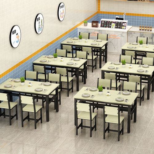 餐饮面馆桌子快餐厅小吃店食堂早餐F店汉堡店餐桌椅组合饭店长方