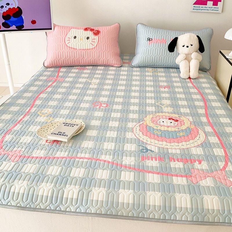 ins蛋糕猫咪凉感丝乳胶凉席三件套1.5Gm1.8米少女心可机洗空调软,床上用品,乳胶席,淘宝优惠券,粉丝福利购,淘宝优惠卷