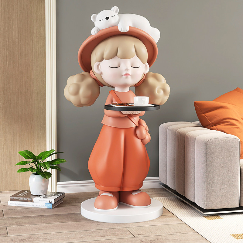 奶油风女孩大型客厅落地摆件家居饰E品电视柜沙发旁床头柜乔迁新,家居饰品,落地摆件,淘宝优惠券,粉丝福利购,淘宝优惠卷