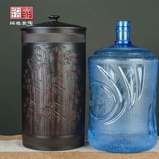 带盖纯y净水桶大容量过滤泡茶台饮水机抽 水缸家用储水用陶瓷老式