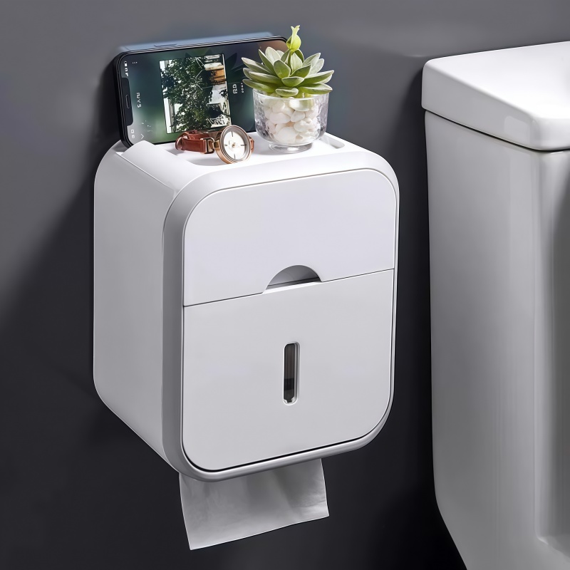 化妆室纸巾盒免打孔防水卫生纸盒置物架壁挂卷筒卫生纸卫生纸盒多