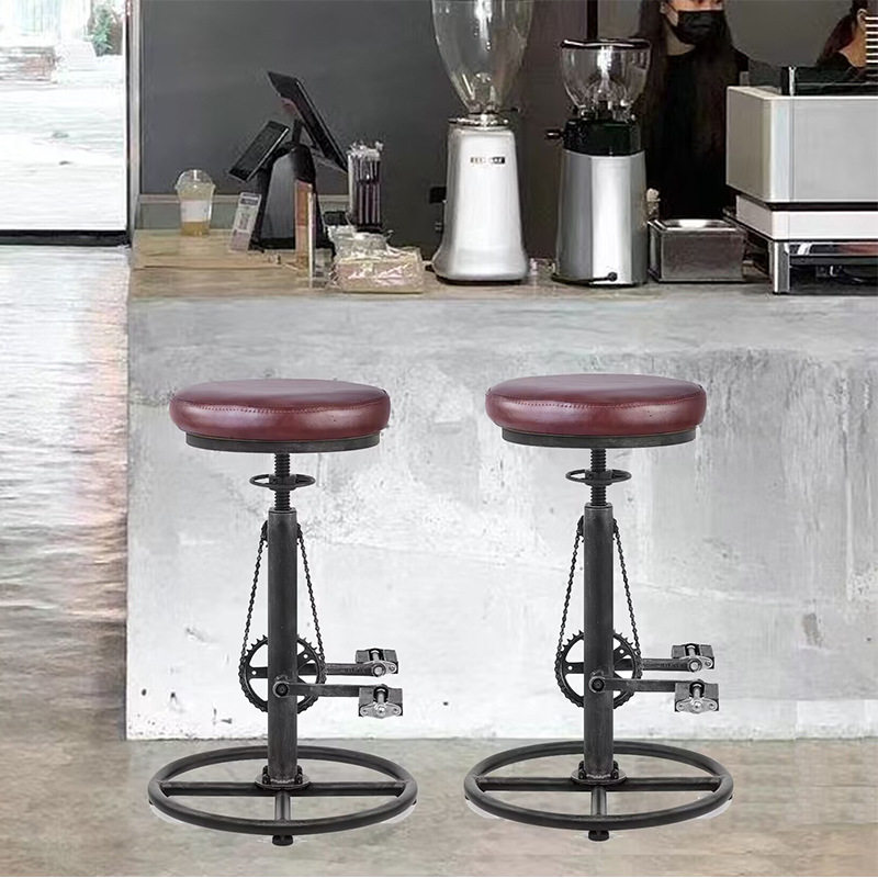 厂家直销创意设计美式复古创意自行车造型吧台椅商业可升降铁吧椅