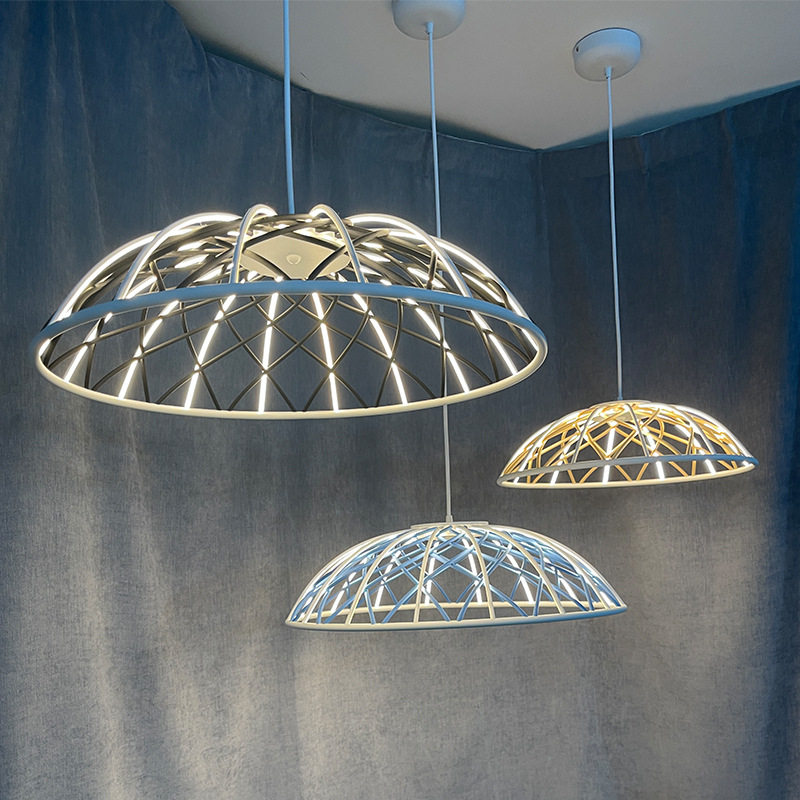 现代设计师餐厅吧台吊灯艺术客厅别墅挑空吊灯酒店民宿编织绳灯具