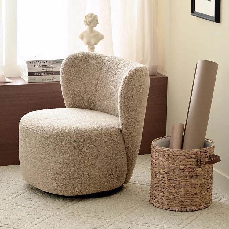 网红单人沙发椅现代简约轻奢泰迪绒布艺沙发客厅时尚休闲沙发椅