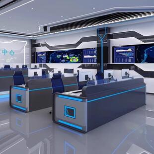 监控台指挥中心控制台白色烤漆现代简约弧形中控室调度台安防中心