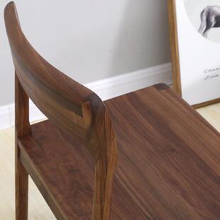 2026北美黑胡桃木云椅现代简约全实木樱桃木白橡木餐椅书桌休闲椅