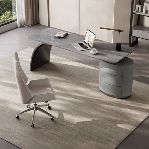 轻奢岩板书桌卧室家用学习写字桌小户型现代简约办公桌台式电脑桌