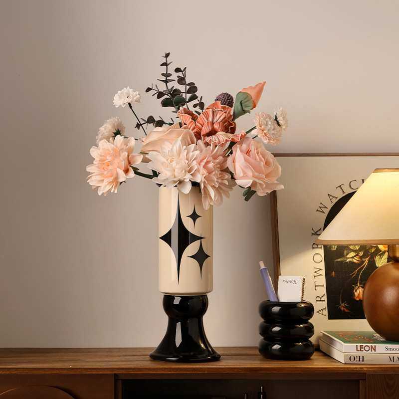 复古花瓶高级感花艺花束中古芒星摆件家居玄关桌面装饰品蜡烛烛台,3C数码配件,摄像机配件,淘宝优惠券,粉丝福利购,淘宝优惠卷