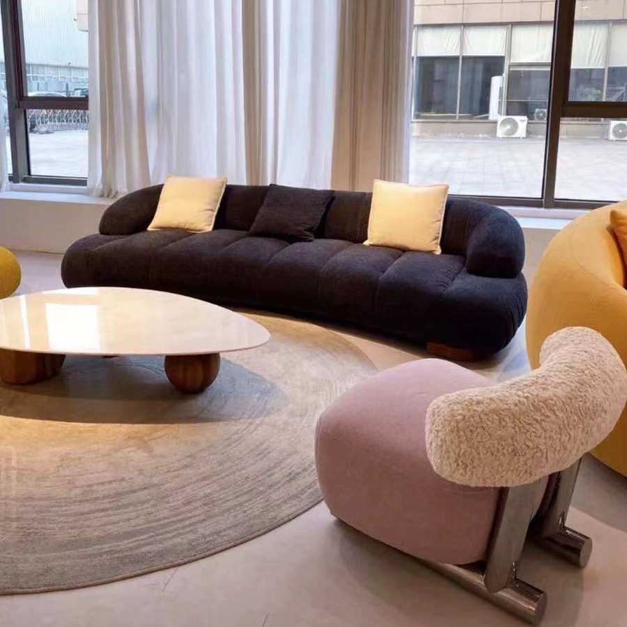 意式轻奢简易设计师颗粒绒绒布弧形客厅接待小户型休闲布艺沙发,3C数码配件,摄像机配件,淘宝优惠券,粉丝福利购,淘宝优惠卷