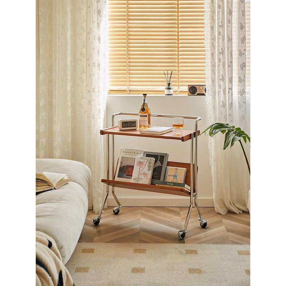 不锈钢小推车可移动边几置物架零食收纳角几客厅家用中古实木餐车,3C数码配件,摄像机配件,淘宝优惠券,粉丝福利购,淘宝优惠卷