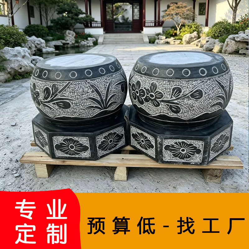 青石柱墩底座石墩子石材垫基石墩石雕柱皮圆墩空心石柱顶石包柱石