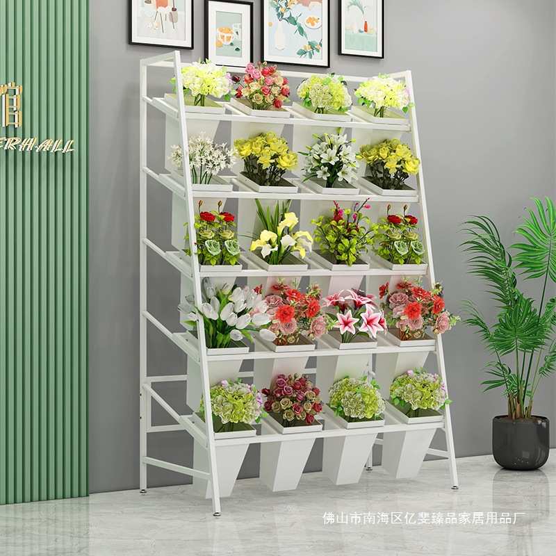 花店花架鲜花展示架铁艺梯形多层摆放架室内花卉架醒花桶置物架子