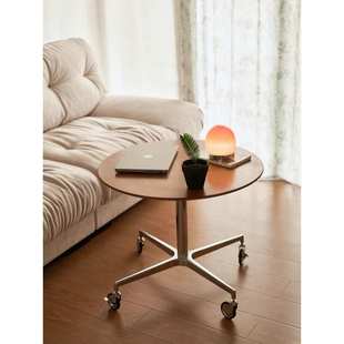 北欧全实木咖啡工作桌不锈钢洽谈桌可升降移动茶几灵动岛圆桌边几