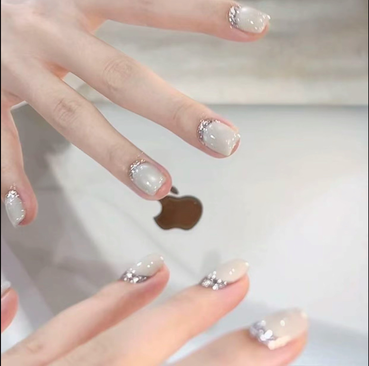 【白猫眼反法式】钻猫眼纯手工穿戴甲短款高级感显白小众假指甲贴