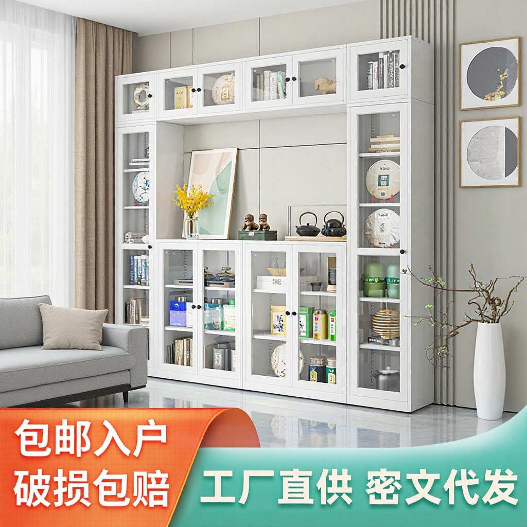 家用书架储物柜多层带柜门展示柜收纳柜厂家定制柜子书房书柜