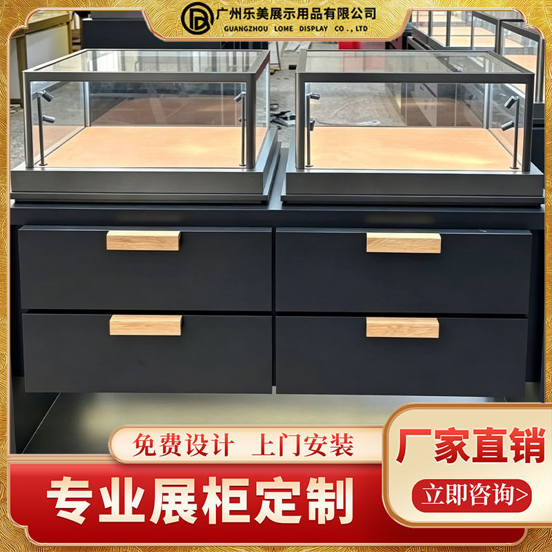 珠宝展示柜木质带LED灯黄金首饰玻璃柜金银饰品