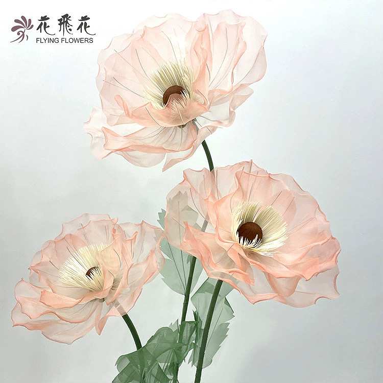 【】大型婚庆真丝花橱窗装饰摄影道具立体手工纱花定制仿真花艺